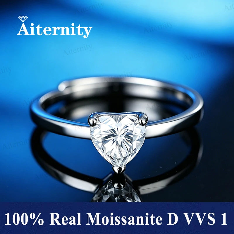Bague ouverte réglable en argent 925 et moissanite Aiternity