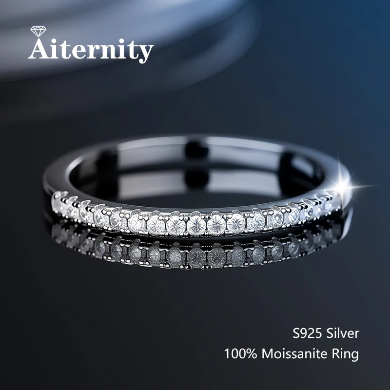 Alliance en argent 925 et moissanite testée au diamant
