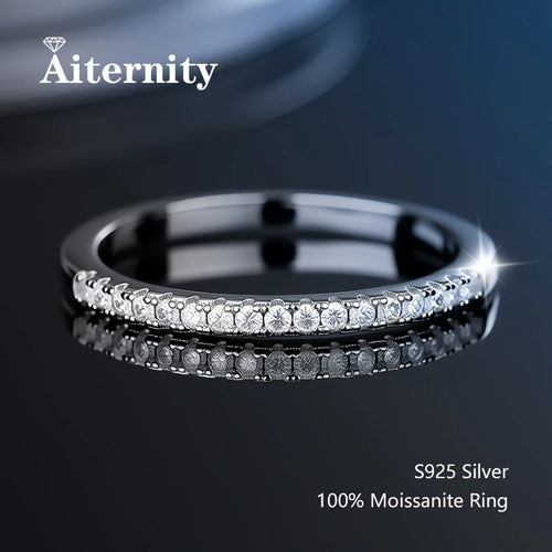 Alliance en argent 925 et moissanite testée au diamant