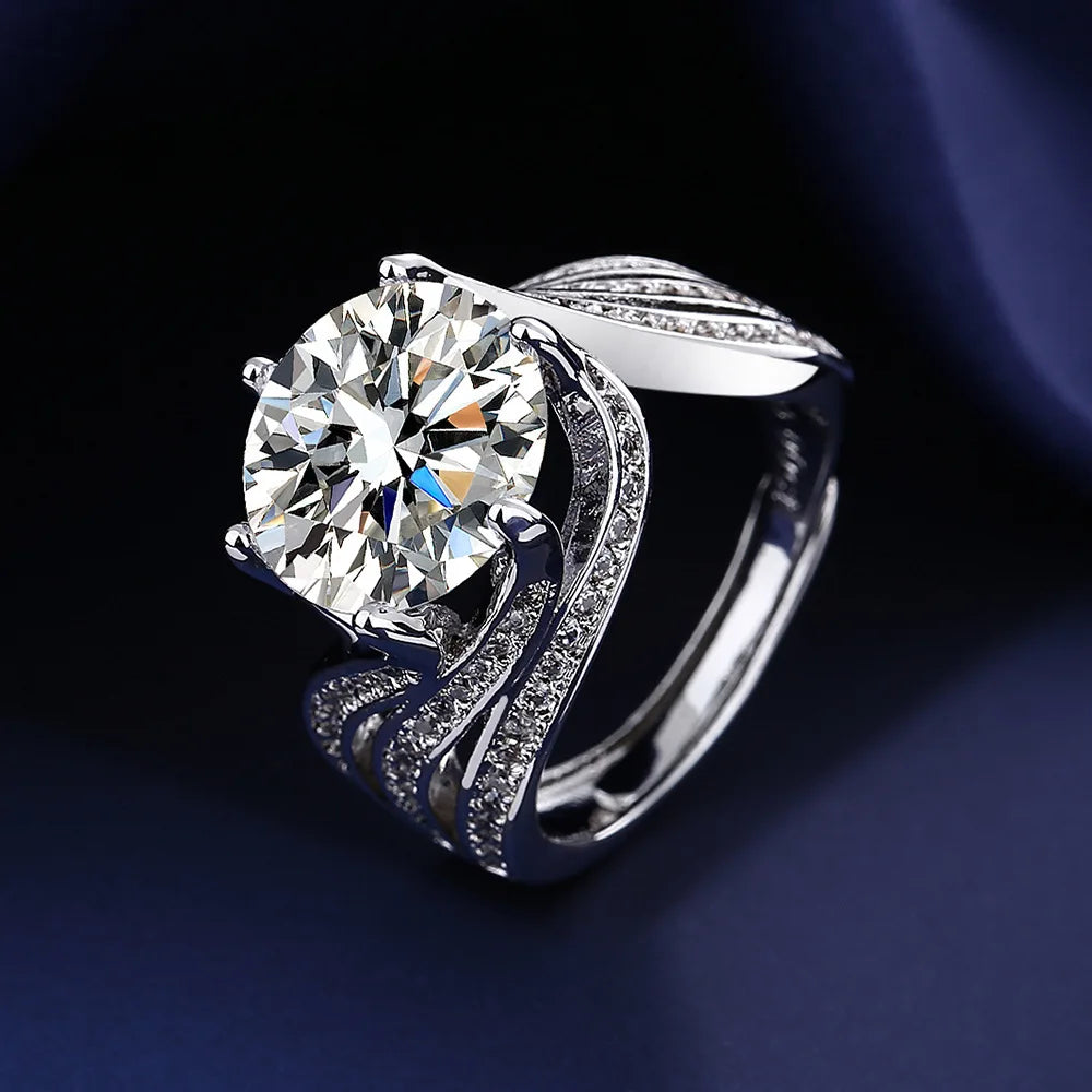 Bague de luxe en argent 925 et moissanite