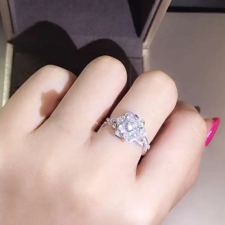 Bague de mariage en argent 925 et moissanite or rose