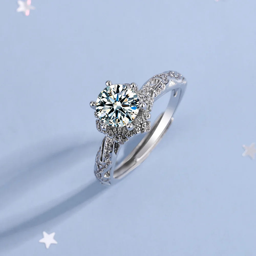 Bague de fiançailles simple en argent 925 et moissanite