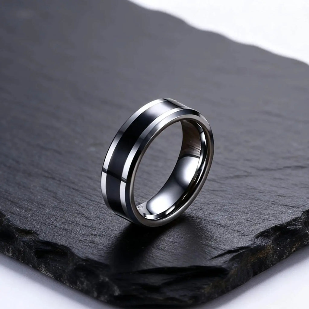Bague de mariage noire en tungstène de 6 mm