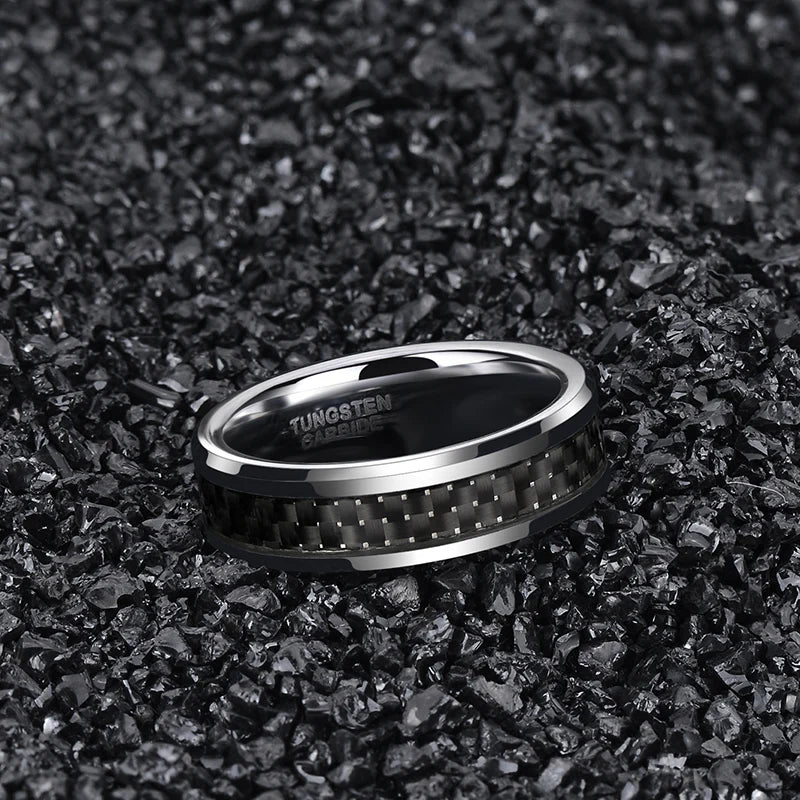 Bague de mariage en tungstène et fibre de carbone