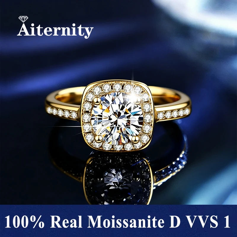 Bague réglable en argent 925 et moissanite 1ct Aiternity