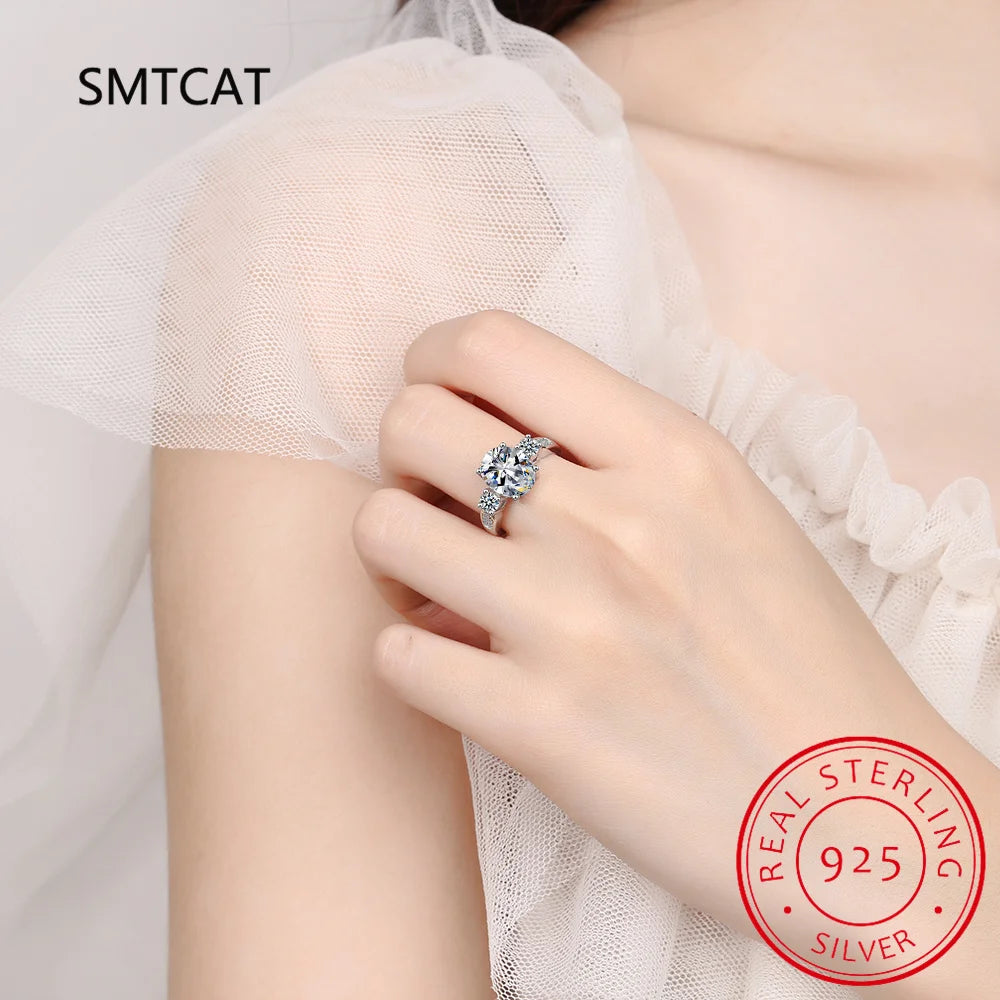 Bague de mariage double halo en argent et or jaune Smtcat