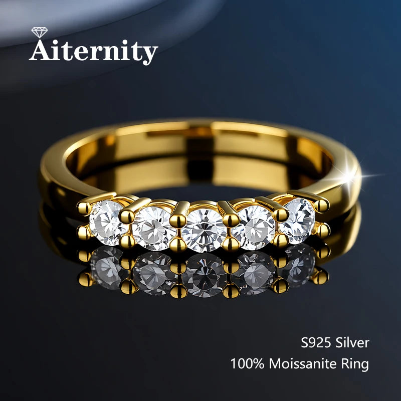 Alliance en argent 925 et moissanite testée au diamant