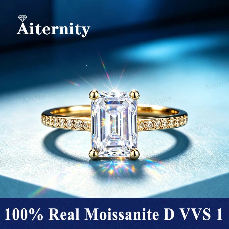 Bague ouverte réglable en argent 925 et moissanite Aiternity