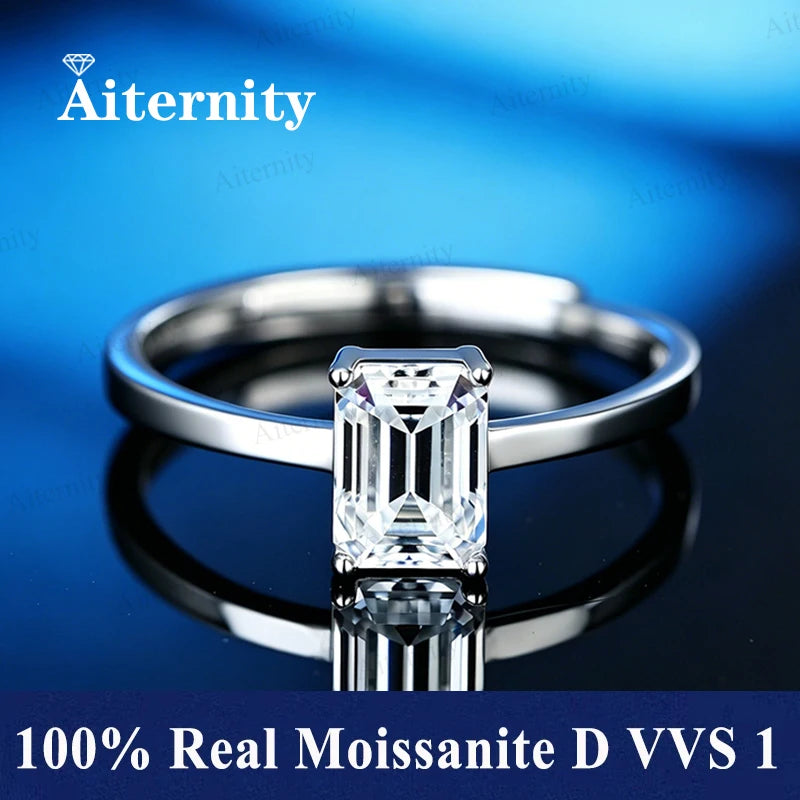 Bague ouverte réglable en argent 925 et moissanite Aiternity
