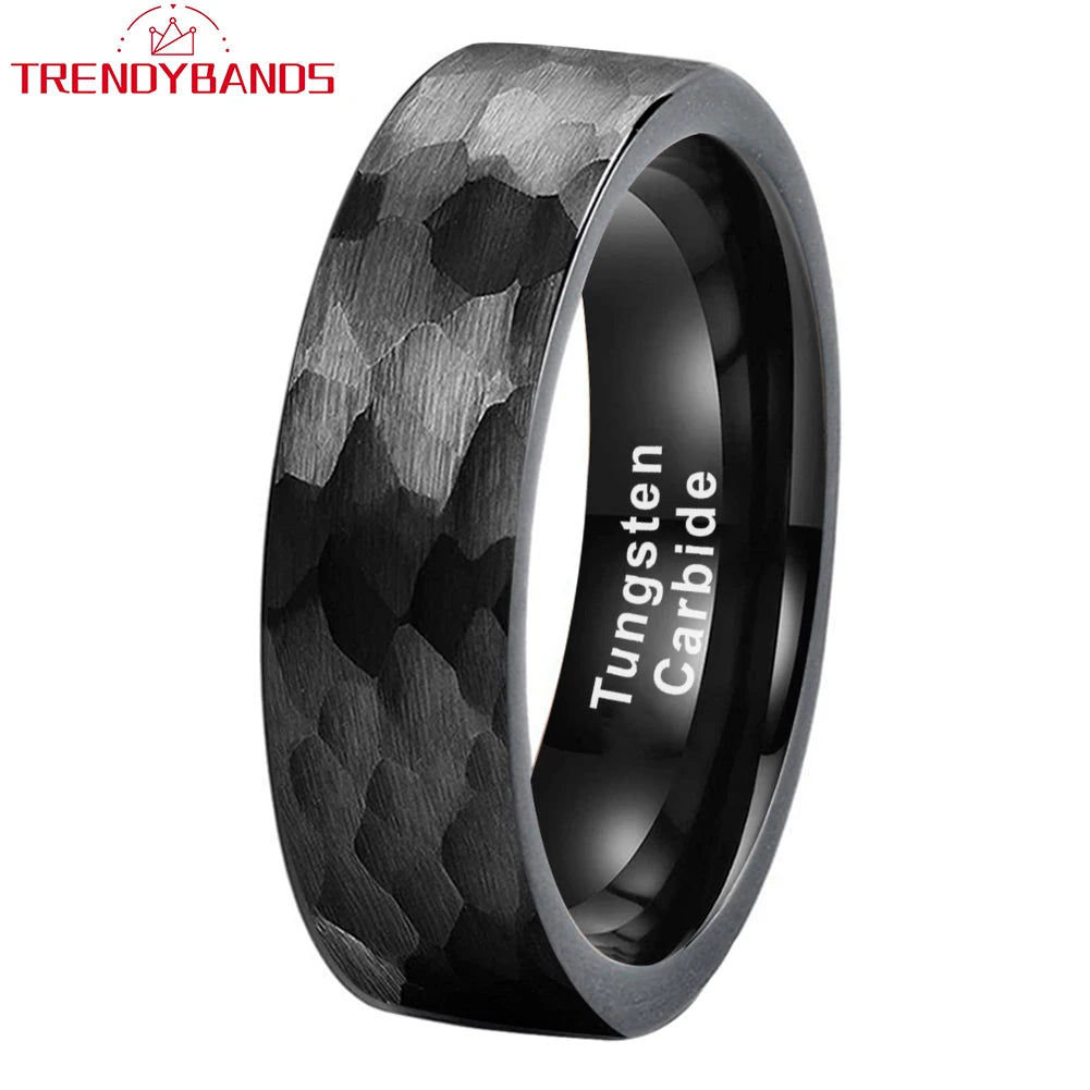 Alliance marteleé en tungstène doré 6 mm