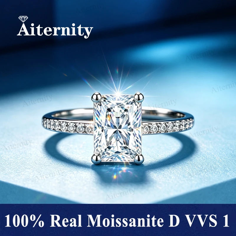 Bague ouverte réglable en argent 925 et moissanite Aiternity