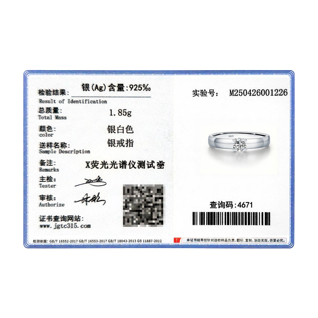 Bague solitaire en argent 925 et moissanite Modian