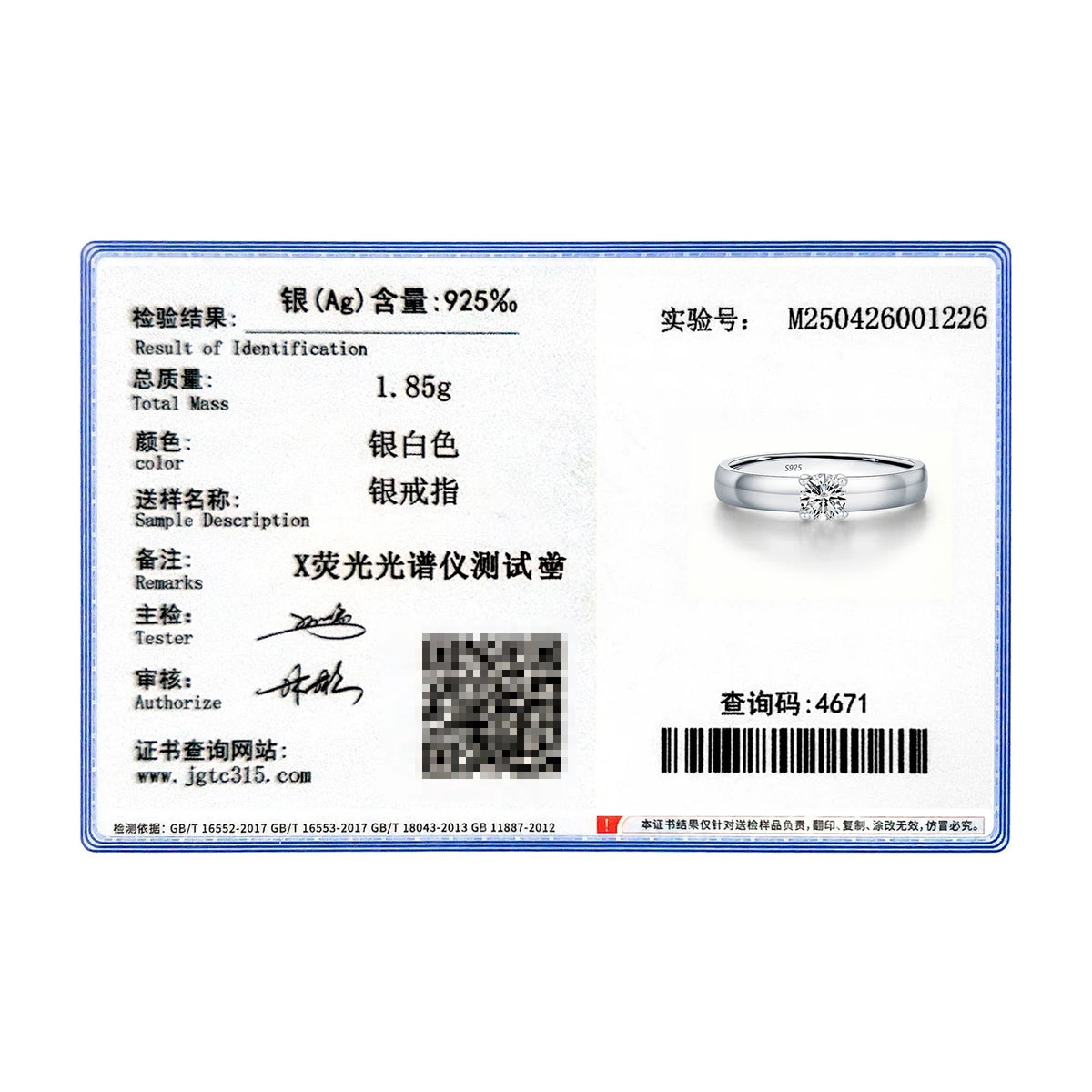 Bague solitaire en argent 925 et moissanite Modian