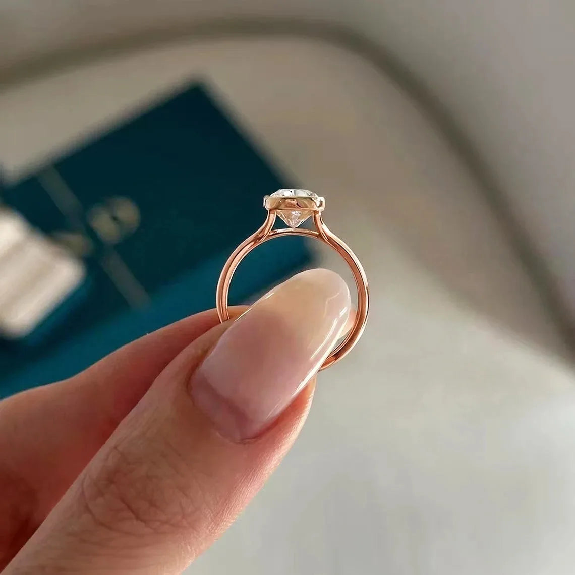 Bague de mariage rectangulaire en argent 925 et moissanite