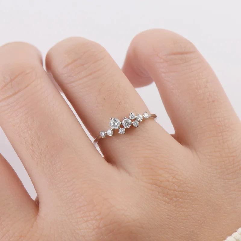 Bague empilable en argent 925 et moissanite rose