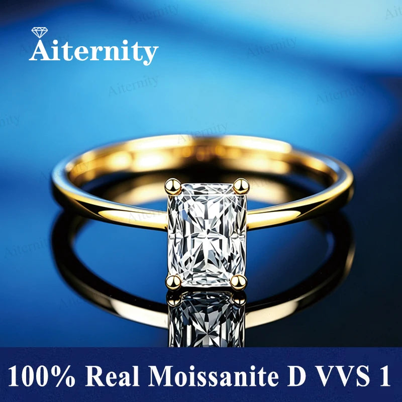 Bague ouverte réglable en argent 925 et moissanite Aiternity