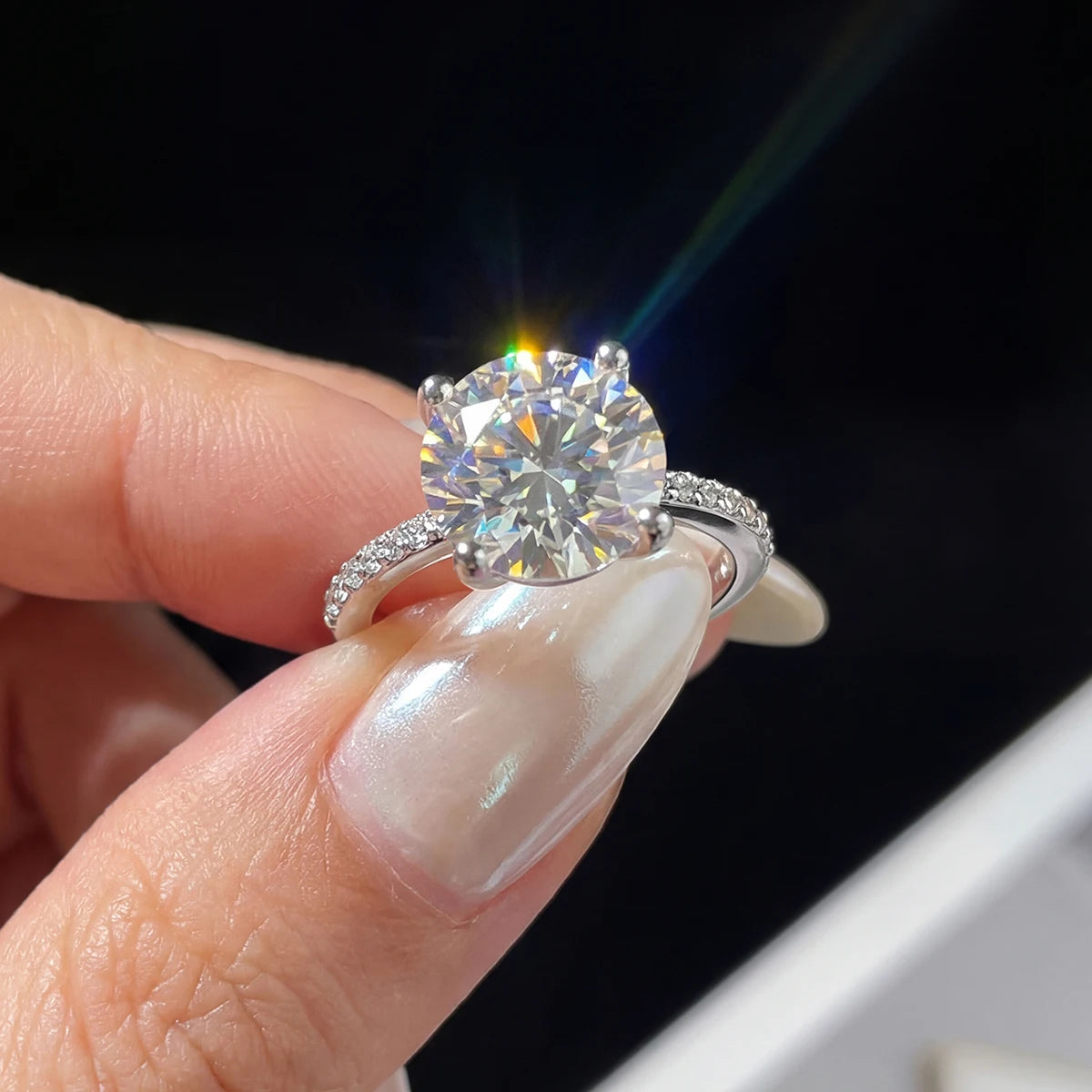 Bague de mariage en argent et moissanite 1-2ct