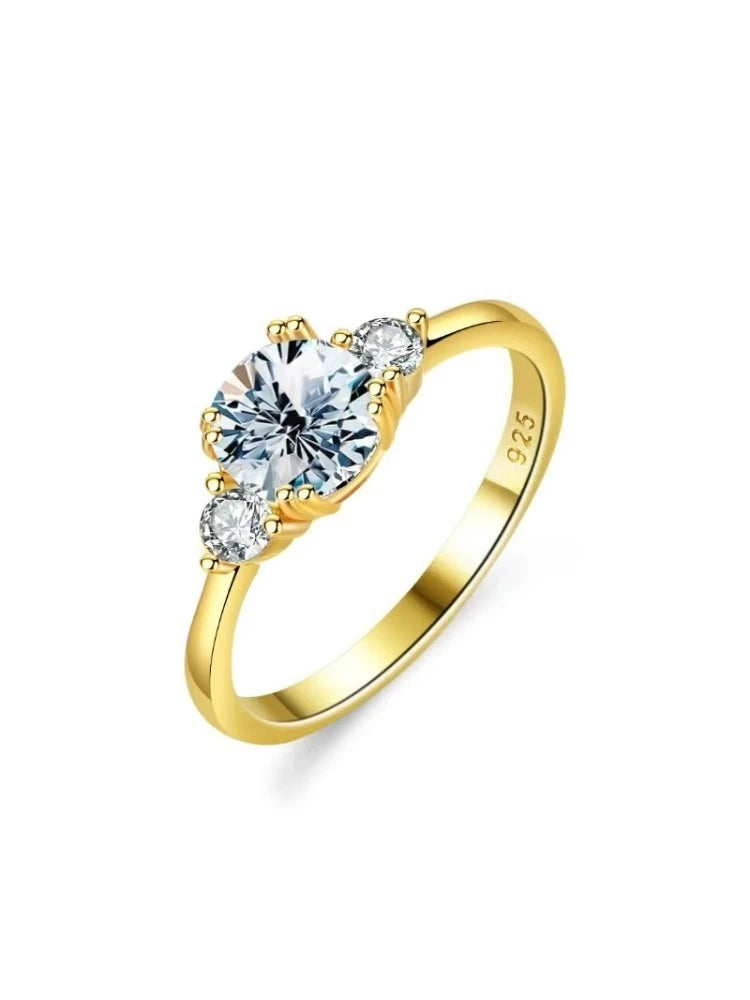Bague solitaire double halo en argent et moissanite Stylever