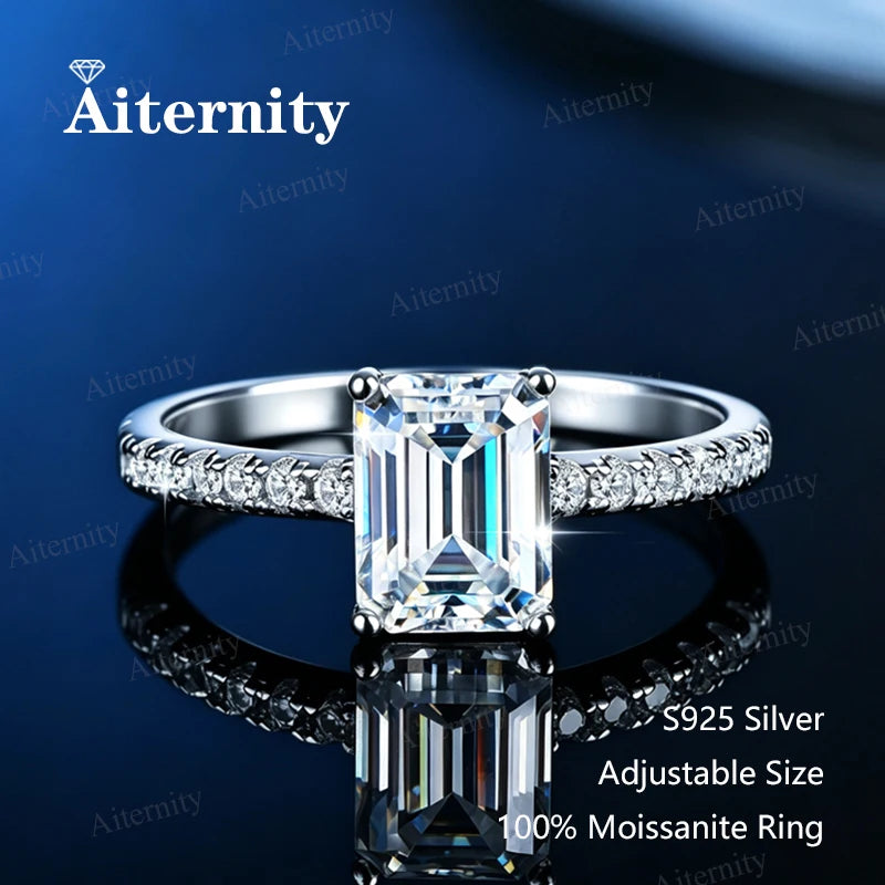 Bague ouverte réglable en argent 925 et moissanite Aiternity