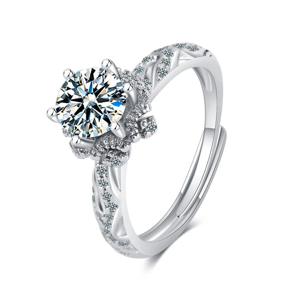 Bague de fiançailles simple en argent 925 et moissanite