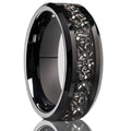 Bague de mariage noire en tungstène et météorite