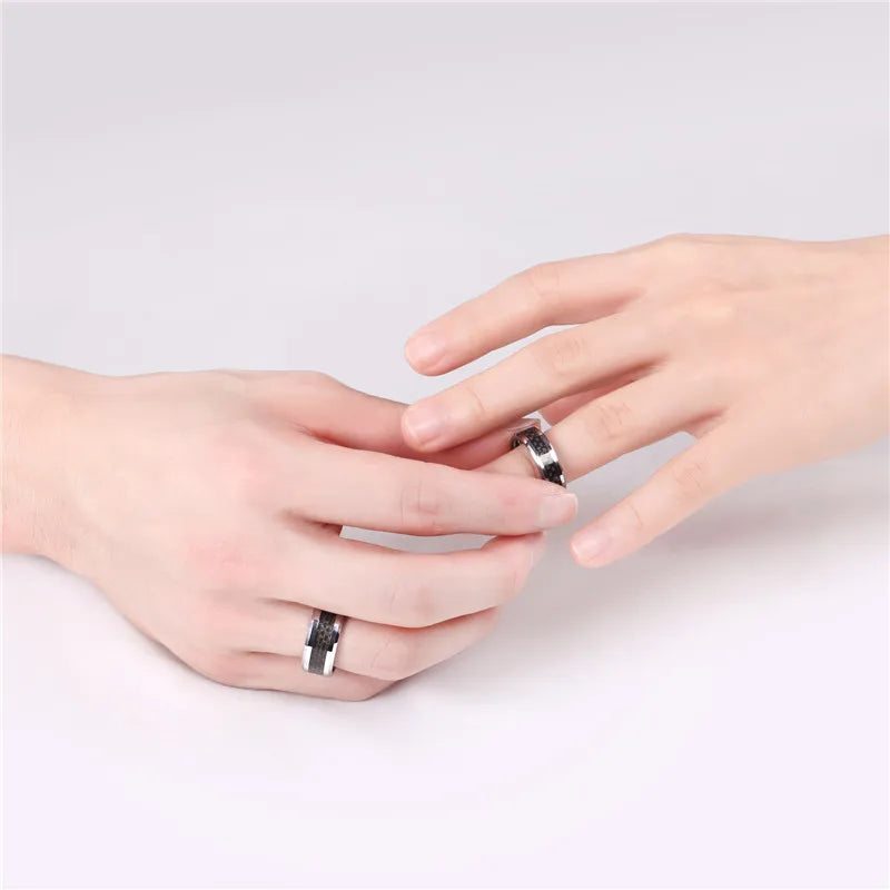 Bague de mariage en tungstène et fibre de carbone