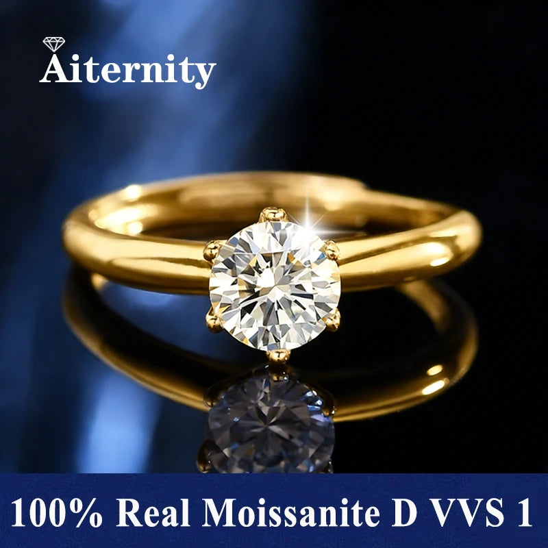 Bague réglable en argent 925 et moissanite 1ct Aiternity