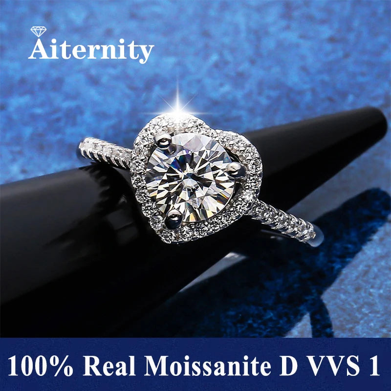 Bague réglable en argent 925 et moissanite 1ct Aiternity