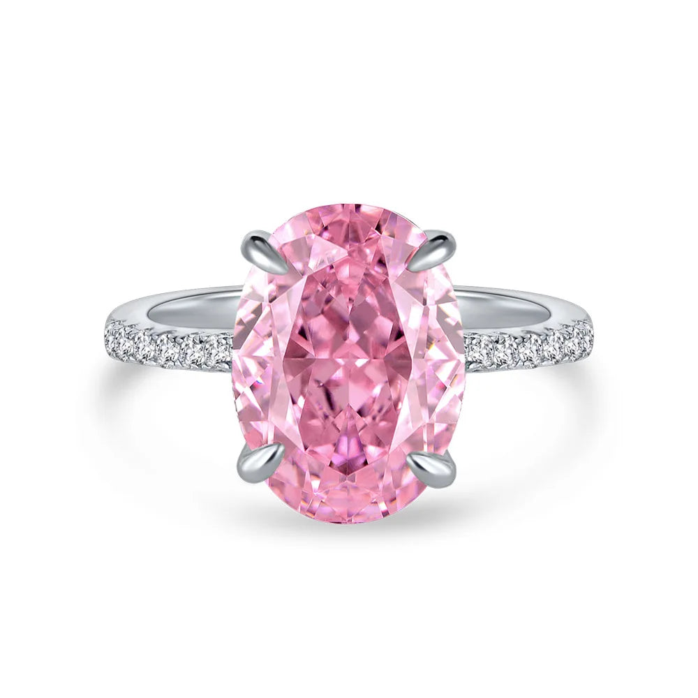 Bague de mariage en argent et moissanite ovale