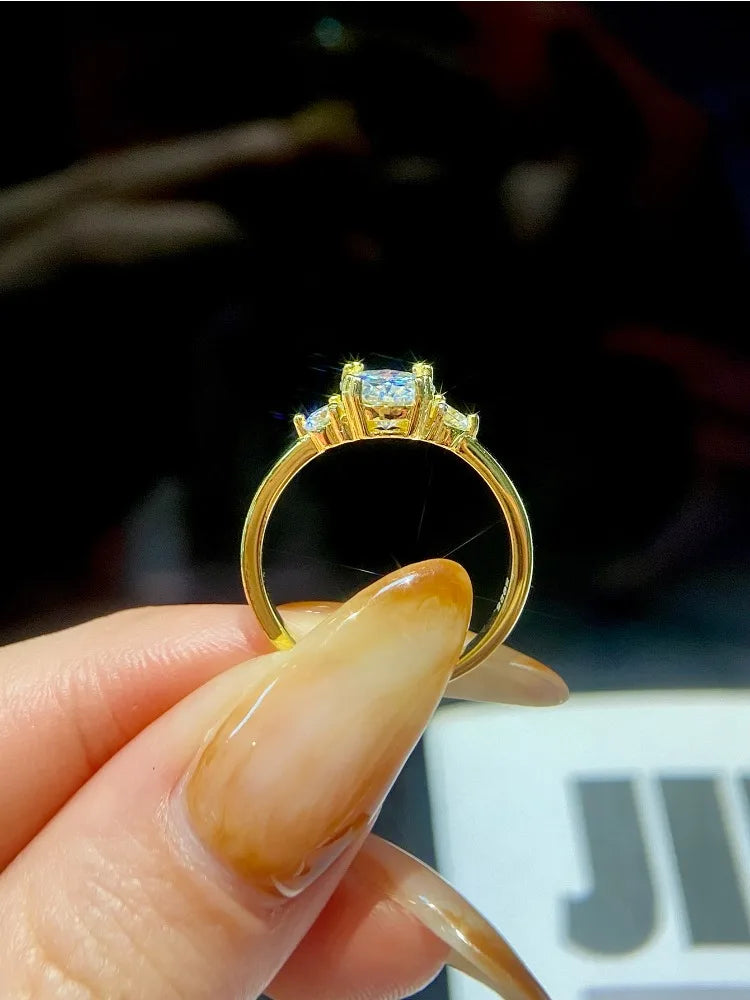Bague solitaire double halo en argent et moissanite Stylever