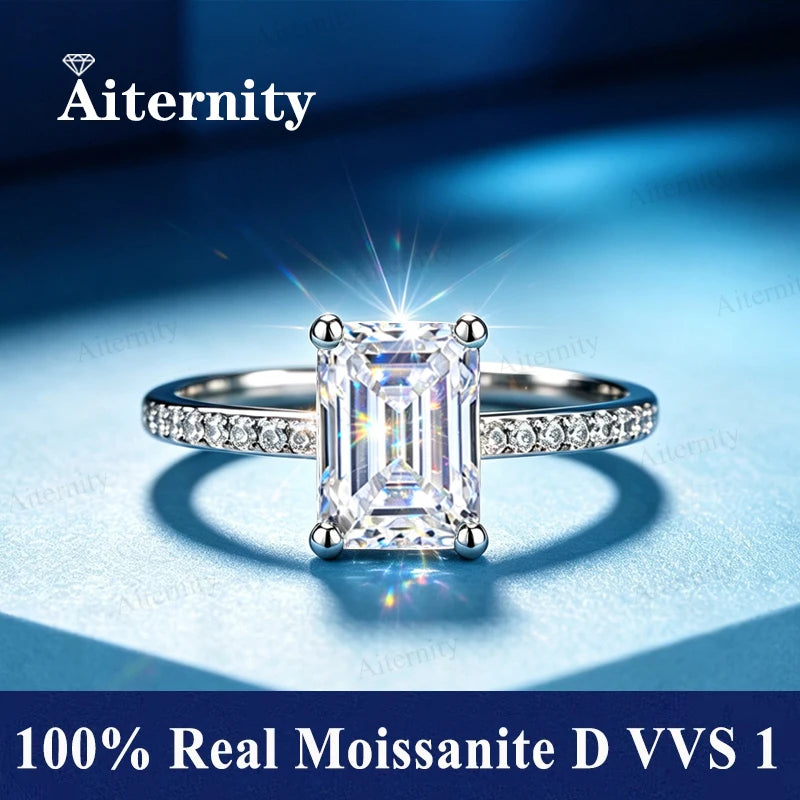 Bague ouverte réglable en argent 925 et moissanite Aiternity