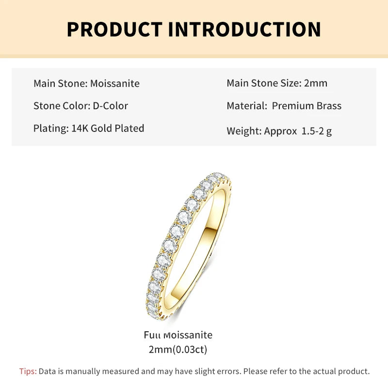 Alliance éternité en moissanite 2 mm Rrjzz
