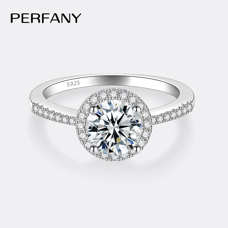 Bague de mariage en argent 925 et moissanite Perfany