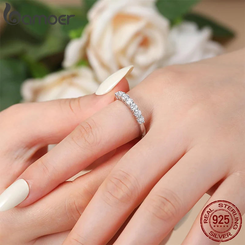 Bague demi-tour en argent 925 et moissanite Bamoer
