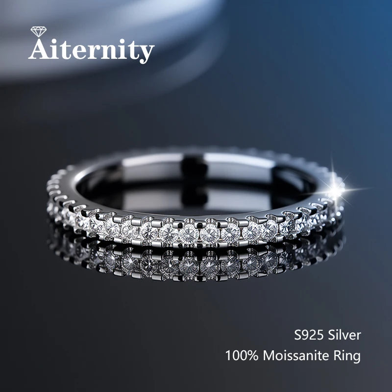 Alliance en argent 925 et moissanite testée au diamant