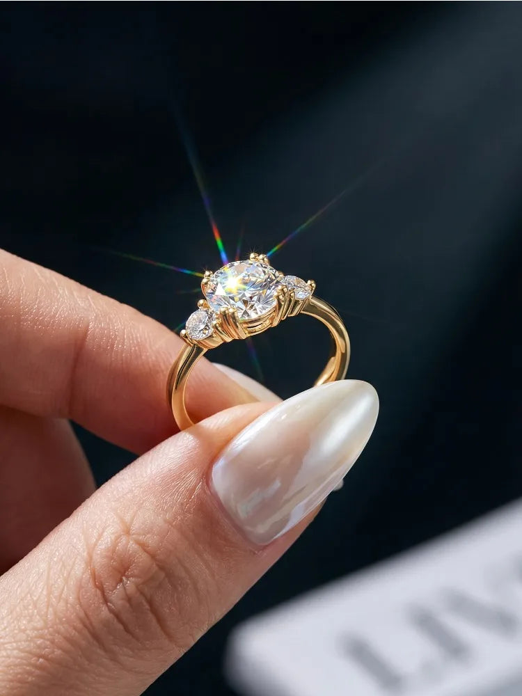 Bague solitaire double en argent et moissanite Stylever