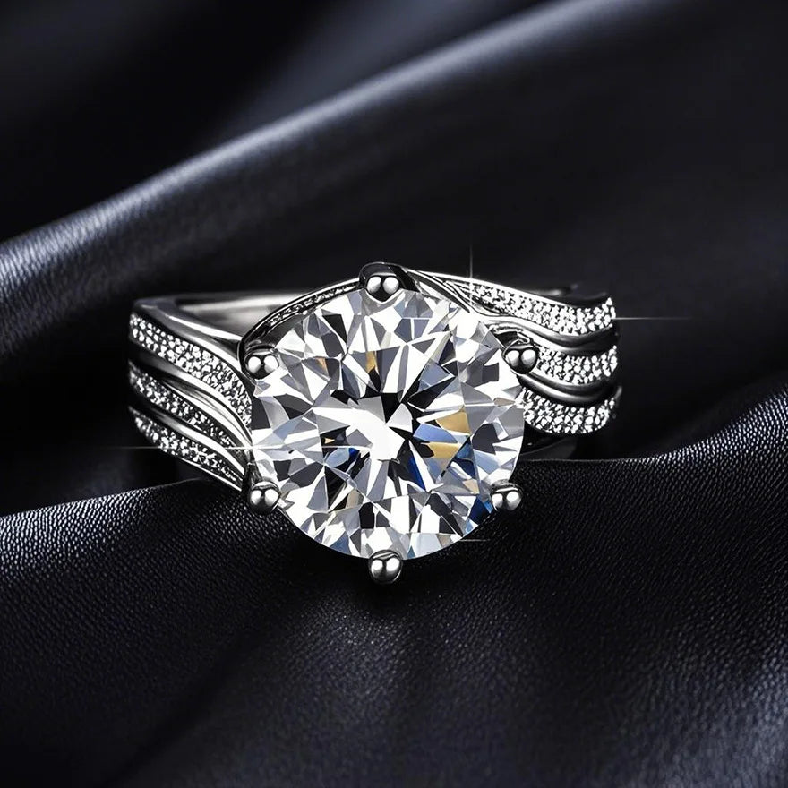 Bague de luxe en argent 925 et moissanite