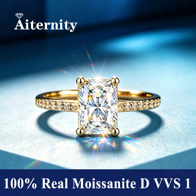 Bague ouverte réglable en argent 925 et moissanite Aiternity