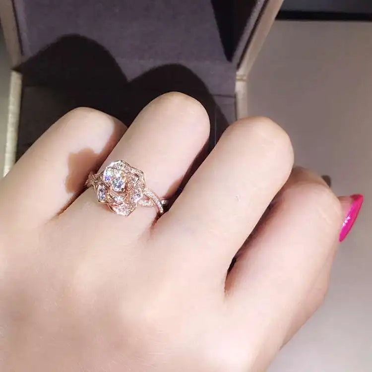 Bague de mariage en argent 925 et moissanite or rose