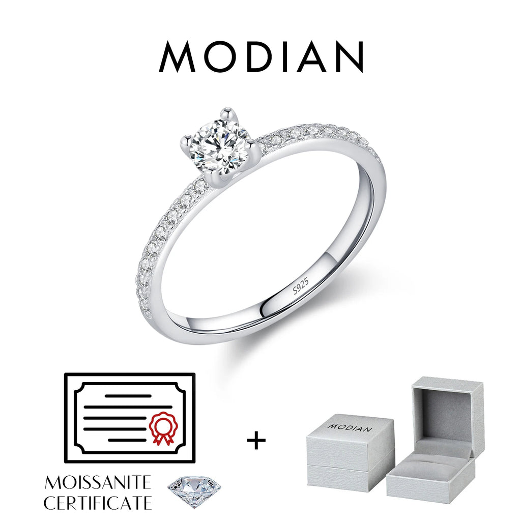 Bague carrée délicate en argent et moissanite Modian
