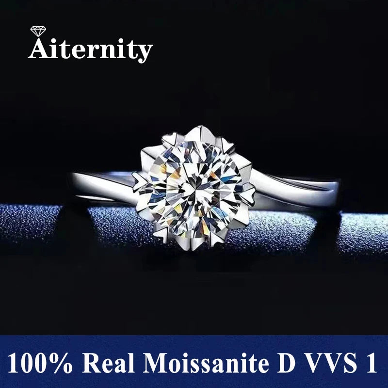 Bague réglable en argent 925 et moissanite Aiternity