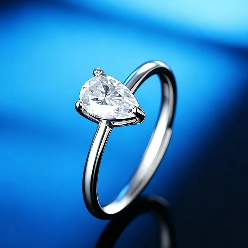 Bague ouverte réglable en argent 925 et moissanite Aiternity