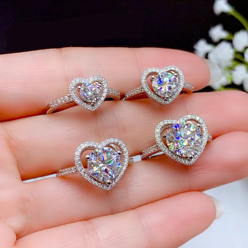 Bague réglable en argent 925 et moissanite 1ct Aiternity