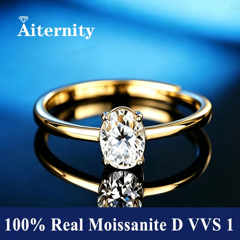 Bague ouverte réglable en argent 925 et moissanite Aiternity