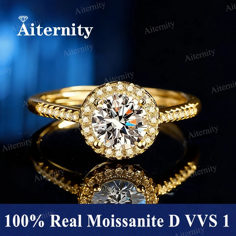 Bague réglable en argent 925 et moissanite Aiternity