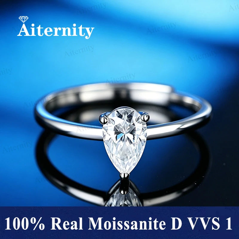 Bague ouverte réglable en argent 925 et moissanite Aiternity