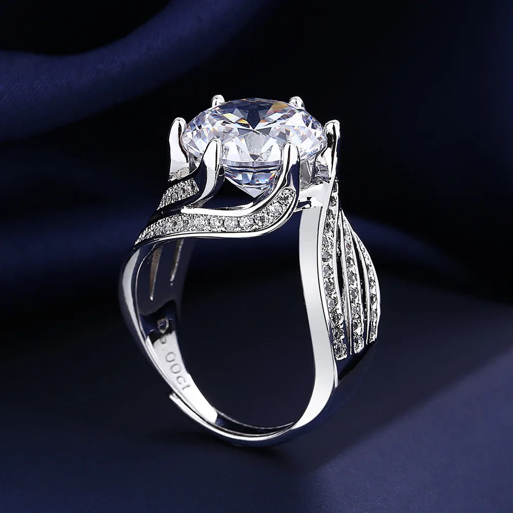 Bague de luxe en argent 925 et moissanite