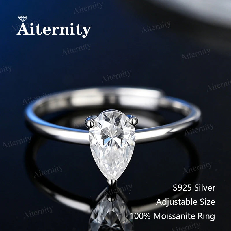 Bague ouverte réglable en argent 925 et moissanite Aiternity