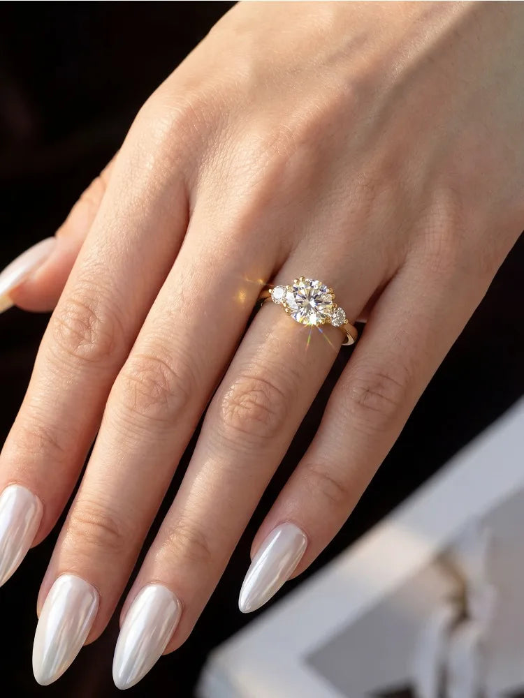 Bague solitaire double en argent et moissanite Stylever