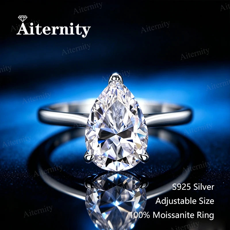 Bague ouverte réglable en argent 925 et moissanite Aiternity